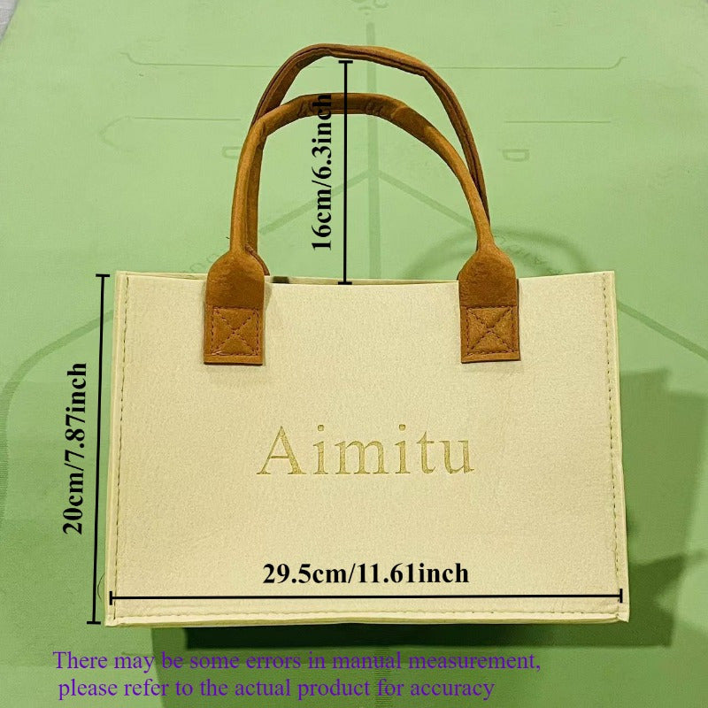 Aimitu Large Capacity Tote Bag, Nylon Felt Handbag, Open Top Shoulder Bag, Solid Color Felt Shopping Bag, Gift Bag, Retail Store Fixtures and Equipment, Shopping Bags and Merchandise Bags