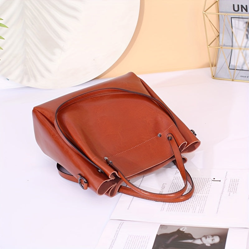 Women's Vintage Genuine Leather Handbag - Convertible Crossbody, Shoulder Bag Clutch with Adjustable Strap & Top Handles, Zipper Closure - Rich Brown/Caramel - Large Capacity Work, Party, Everyday Purse - Durable & Elegant Wo