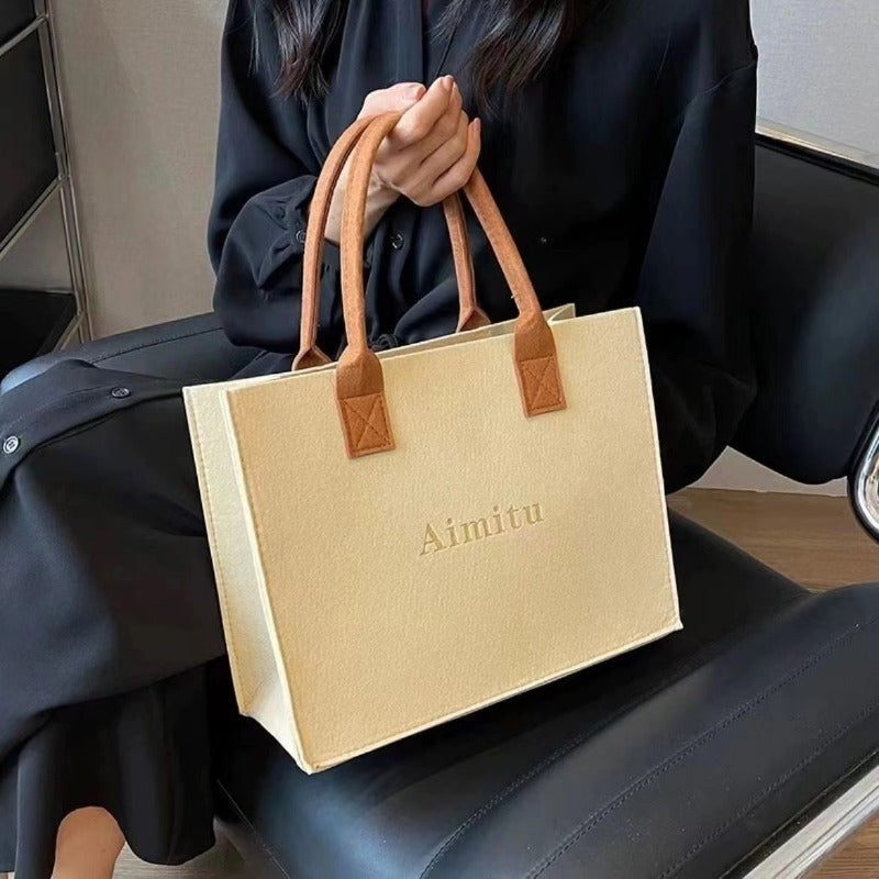 Aimitu Large Capacity Tote Bag, Nylon Felt Handbag, Open Top Shoulder Bag, Solid Color Felt Shopping Bag, Gift Bag, Retail Store Fixtures and Equipment, Shopping Bags and Merchandise Bags
