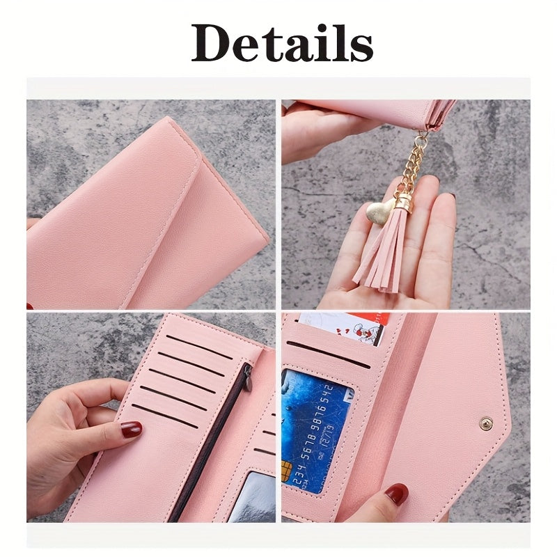 Personalized Name Tassel Clutch Wallet for Women - Elegant Handbag with Snap Closure, Credit Card Slots, and Soft Lining - Perfect Gift for Birthdays, Anniversaries, Mother’s Day, Valentine’s Day, Christmas, or Everyday U
