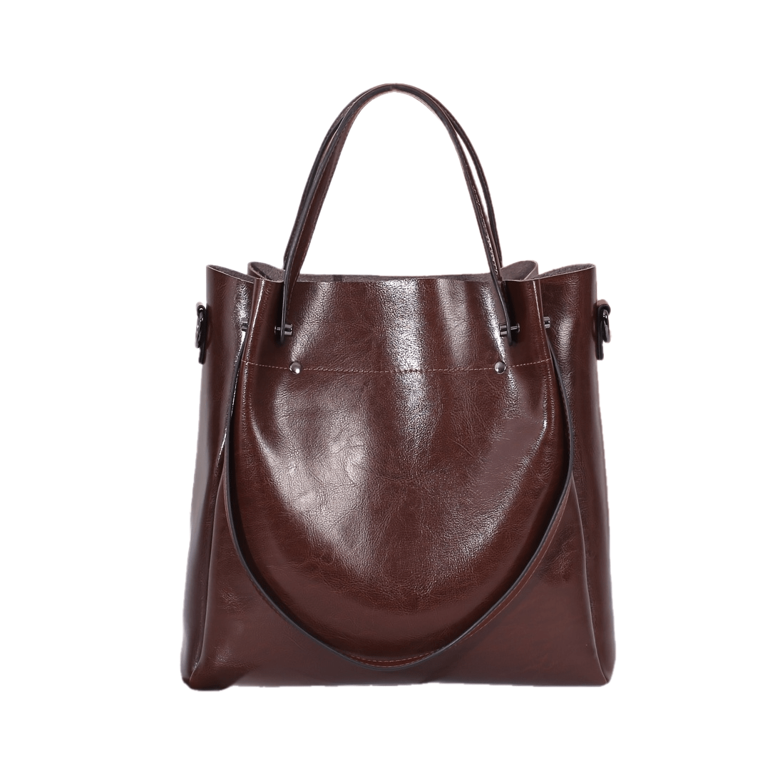 Women's Vintage Genuine Leather Handbag - Convertible Crossbody, Shoulder Bag Clutch with Adjustable Strap & Top Handles, Zipper Closure - Rich Brown/Caramel - Large Capacity Work, Party, Everyday Purse - Durable & Elegant Wo