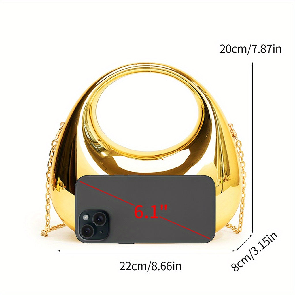 FOREVER MIYIN Women's Elegant Crossbody Bag - Glossy Golden Purse with Kiss Lock Closure, Durable Acrylic Evening Handbag & Chain Strap for Parties, Everyday, Formal Events - Luxury Clutch Wallet Replacement, Party Accessory,