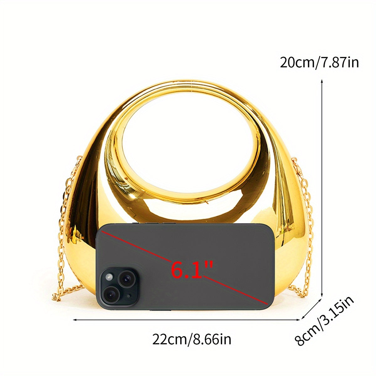 FOREVER MIYIN Women's Elegant Crossbody Bag - Glossy Golden Purse with Kiss Lock Closure, Durable Acrylic Evening Handbag & Chain Strap for Parties, Everyday, Formal Events - Luxury Clutch Wallet Replacement, Party Accessory,