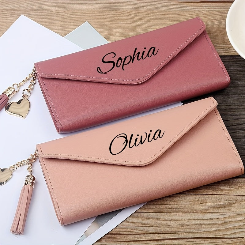 Personalized Name Tassel Clutch Wallet for Women - Elegant Handbag with Snap Closure, Credit Card Slots, and Soft Lining - Perfect Gift for Birthdays, Anniversaries, Mother’s Day, Valentine’s Day, Christmas, or Everyday U
