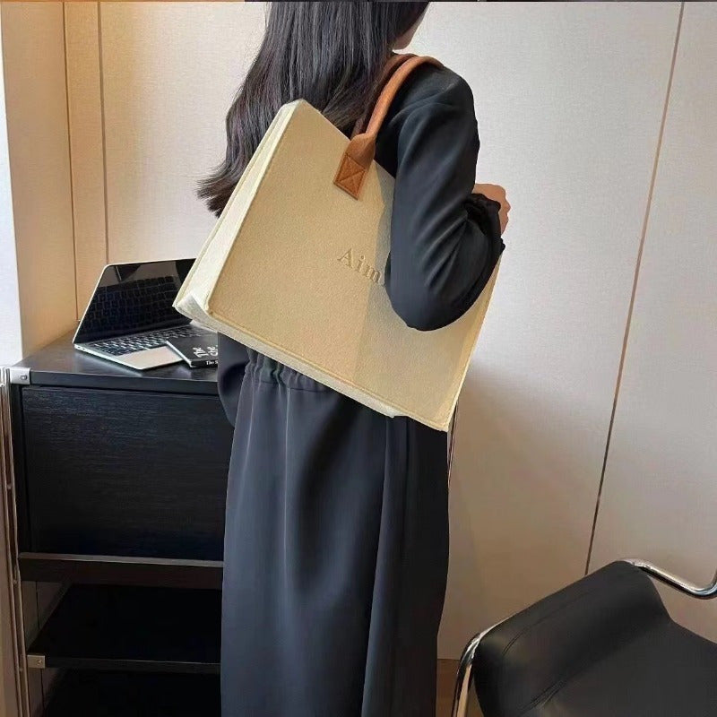 Aimitu Large Capacity Tote Bag, Nylon Felt Handbag, Open Top Shoulder Bag, Solid Color Felt Shopping Bag, Gift Bag, Retail Store Fixtures and Equipment, Shopping Bags and Merchandise Bags