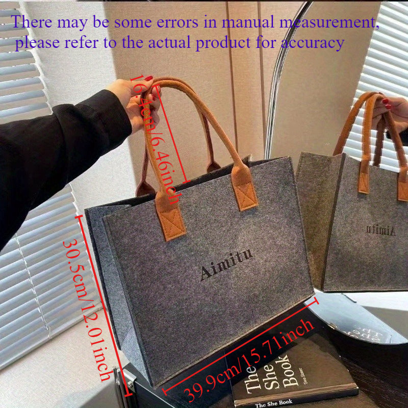 Aimitu Large Capacity Tote Bag, Nylon Felt Handbag, Open Top Shoulder Bag, Solid Color Felt Shopping Bag, Gift Bag, Retail Store Fixtures and Equipment, Shopping Bags and Merchandise Bags