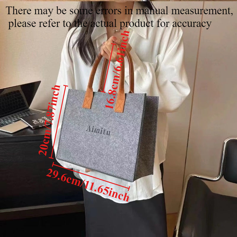 Aimitu Large Capacity Tote Bag, Nylon Felt Handbag, Open Top Shoulder Bag, Solid Color Felt Shopping Bag, Gift Bag, Retail Store Fixtures and Equipment, Shopping Bags and Merchandise Bags