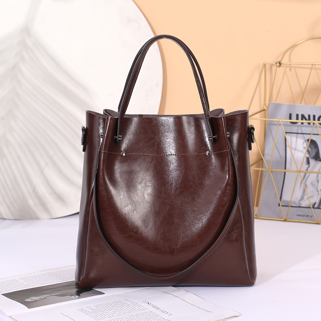 Women's Vintage Genuine Leather Handbag - Convertible Crossbody, Shoulder Bag Clutch with Adjustable Strap & Top Handles, Zipper Closure - Rich Brown/Caramel - Large Capacity Work, Party, Everyday Purse - Durable & Elegant Wo