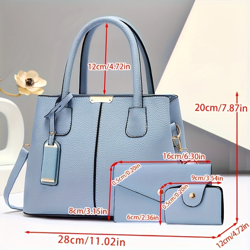 CHROSGEKEIDI Women's Elegant Large Capacity Tote Bag with Detachable Shoulder Strap, Golden-Tone Hardware & Matching Clutch - Premium Handbag for Work, Travel, Gift for Mom (Black), Versatile Accessory, Sleek Design, Durable