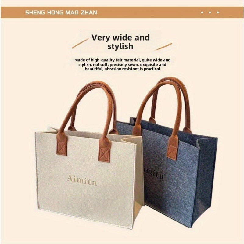 Aimitu Large Capacity Tote Bag, Nylon Felt Handbag, Open Top Shoulder Bag, Solid Color Felt Shopping Bag, Gift Bag, Retail Store Fixtures and Equipment, Shopping Bags and Merchandise Bags