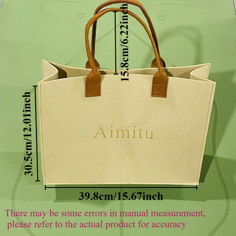Aimitu Large Capacity Tote Bag, Nylon Felt Handbag, Open Top Shoulder Bag, Solid Color Felt Shopping Bag, Gift Bag, Retail Store Fixtures and Equipment, Shopping Bags and Merchandise Bags