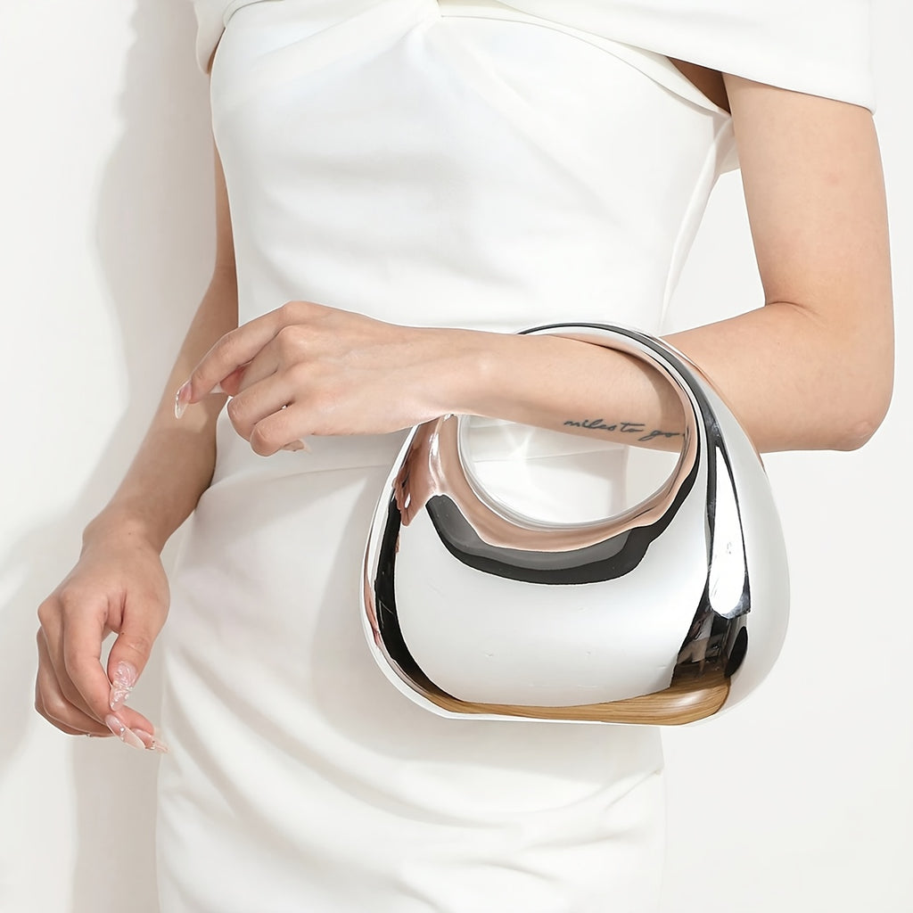 FOREVER MIYIN Women's Elegant Crossbody Bag - Glossy Golden Purse with Kiss Lock Closure, Durable Acrylic Evening Handbag & Chain Strap for Parties, Everyday, Formal Events - Luxury Clutch Wallet Replacement, Party Accessory,