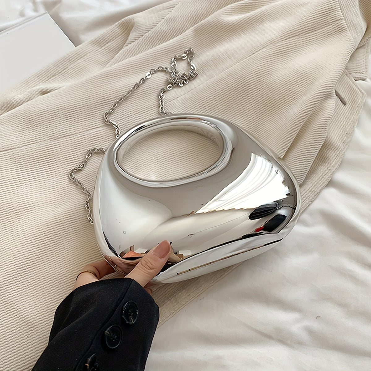 FOREVER MIYIN Women's Elegant Crossbody Bag - Glossy Golden Purse with Kiss Lock Closure, Durable Acrylic Evening Handbag & Chain Strap for Parties, Everyday, Formal Events - Luxury Clutch Wallet Replacement, Party Accessory,