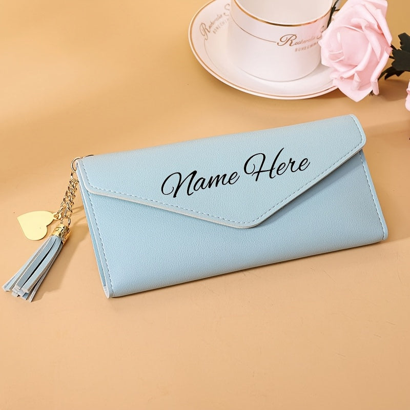Personalized Name Tassel Clutch Wallet for Women - Elegant Handbag with Snap Closure, Credit Card Slots, and Soft Lining - Perfect Gift for Birthdays, Anniversaries, Mother’s Day, Valentine’s Day, Christmas, or Everyday U