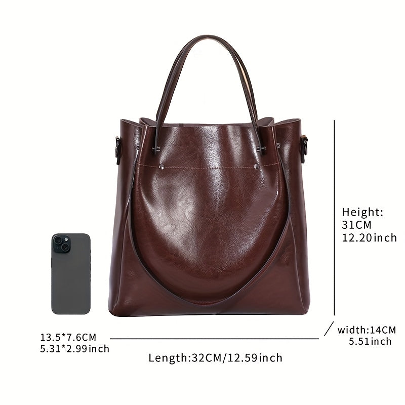 Women's Vintage Genuine Leather Handbag - Convertible Crossbody, Shoulder Bag Clutch with Adjustable Strap & Top Handles, Zipper Closure - Rich Brown/Caramel - Large Capacity Work, Party, Everyday Purse - Durable & Elegant Wo